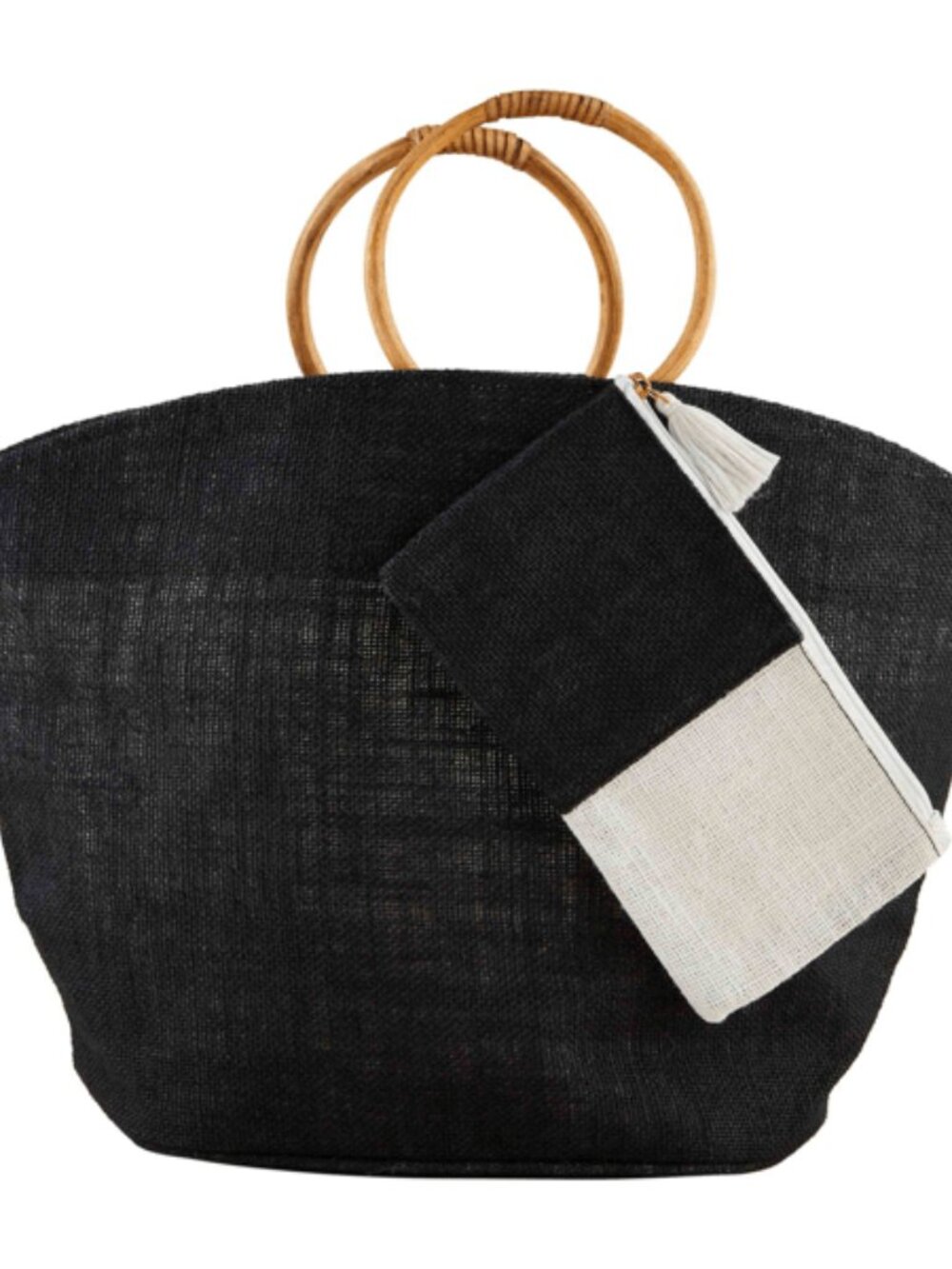 Mud PIe Black Jute Tote & Case Set/NWT